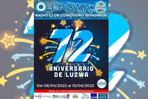 Certificado: "72 aniversario del Radio Club Comodoro Rivadavia" 