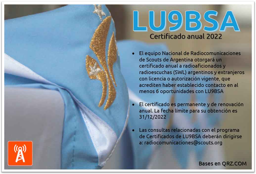 LU9BSA: Certificado Anual a 6 Contactos