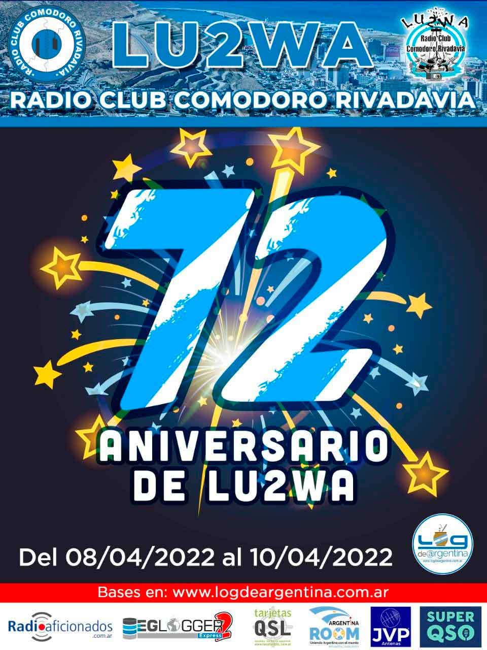 Certificado: "72 aniversario del Radio Club Comodoro Rivadavia" 