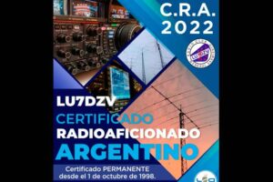 LU7DZV: Certificado Radioaficionado Argentino